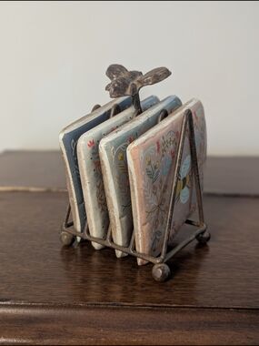 Helmsie Coaster Set with Metal Bumblebee Caddy - Set of 4 From Anthropologie